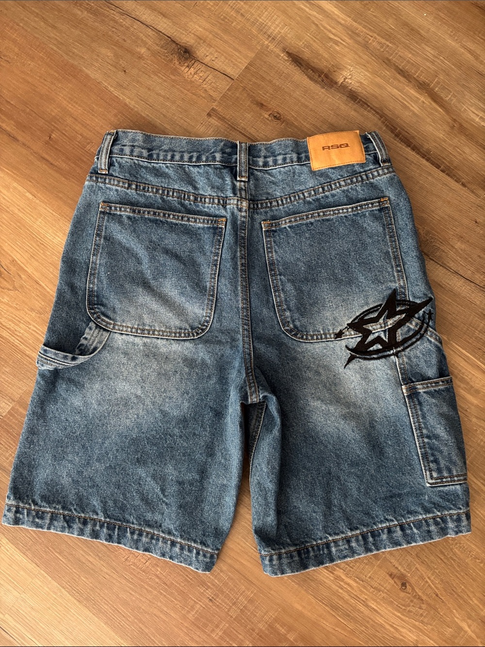 RSQ Men's Blue Denim Loose Jorts with Star design